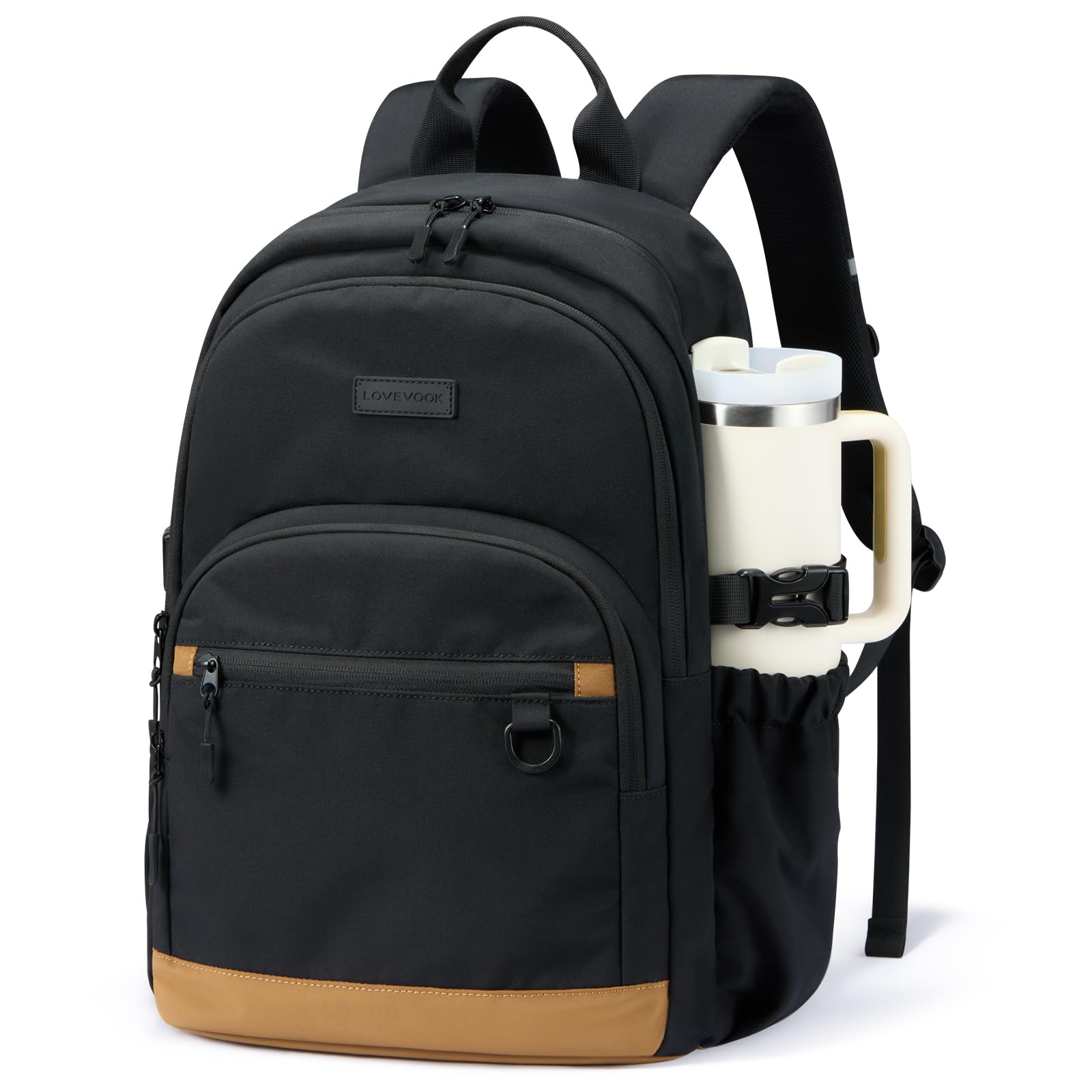LOVEVOOK Travel Laptop Backpack, Waterproof Carry On Backpack for Women Men, 15.6 Inch Computer Bag, Large College School Bookbag with Luggage Sleeve, Chest Strap & Water Bottle Pocket