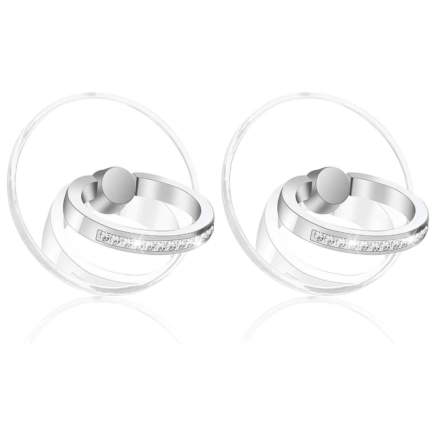 2 Pack Phone Ring Grip Holder, Transparent Mobile Finger Stand, Strong Adhesive Back Support for Smartphone, Portable Hand Grip Accessory, Universal Case Compatible, Clear Round Design-image-44