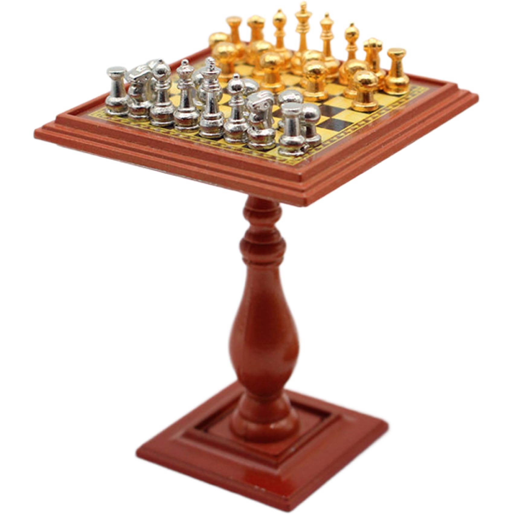 1/12 Scale Dollhouse Chess Set Detailed Alloy 1 12 Scale Dollhouse Furniture Chess Set DIY Decorative Accessories for Lovers Table Furniture