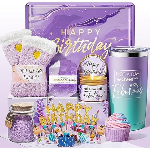 Birthday Gifts for Women Friendship, Lavender Relaxing Spa Gifts Basket Set for Women, Self Care Gifts Unique Happy Birthday Gifts Idea for Mom Her Best Friends Sister Wife Girlfriend Coworker Teacher Cover