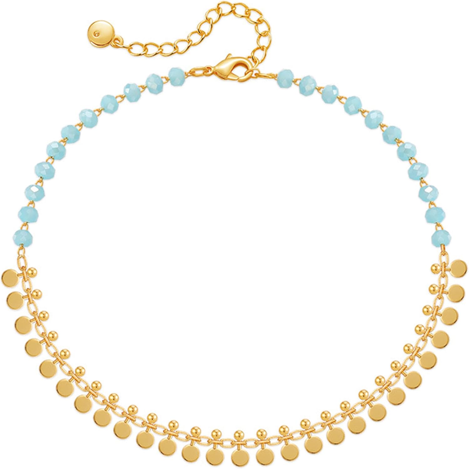 Jean Beau Gold Ankle Bracelets for Women, Dainty Statement Non tarnish Foot Anklets Adjustable Summer Beach Jewelry Gifts