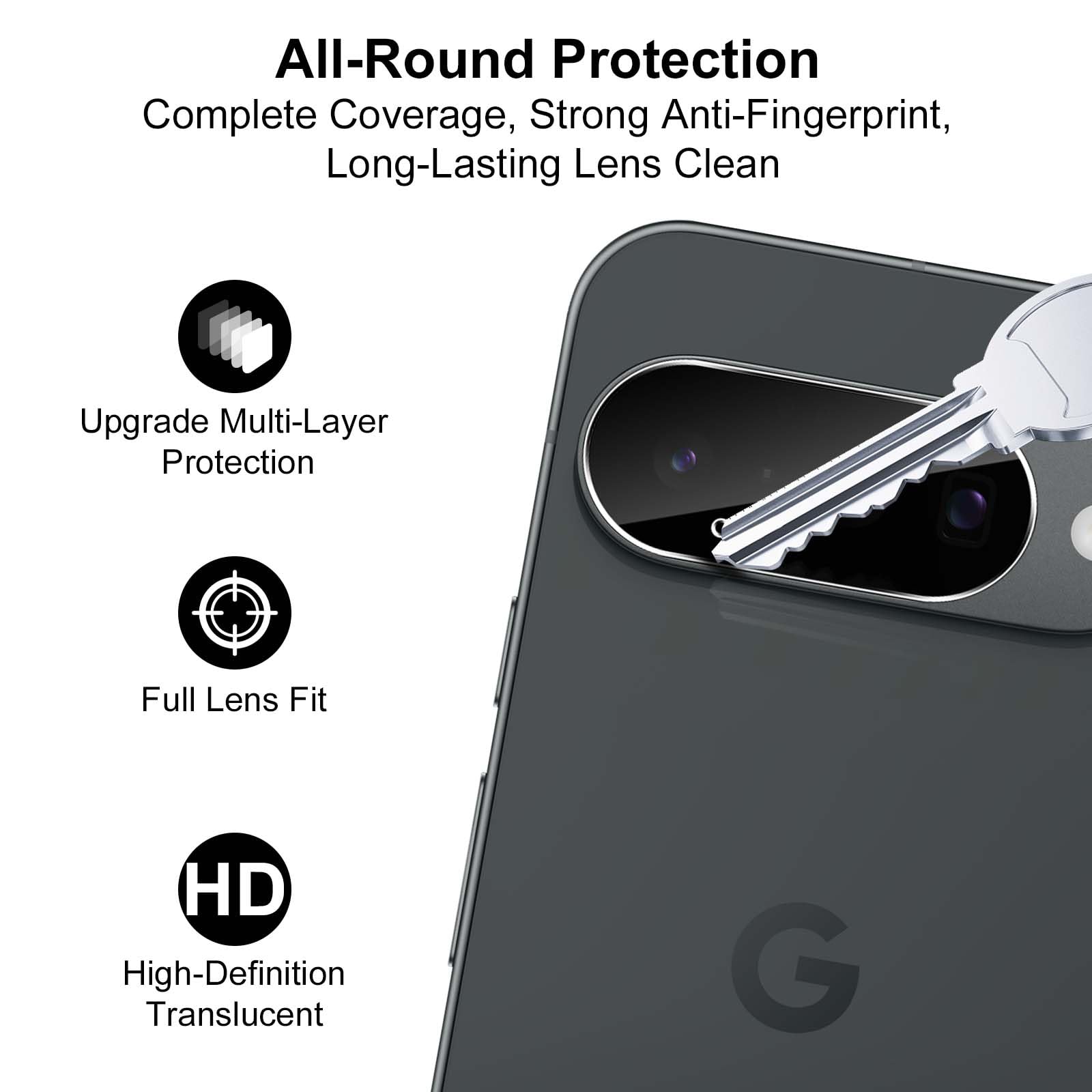 Protecteur Verre Trempé 9H Pour Objectif Google Pixel 10 – 3 Pièces, Anti-rayures Et Chocs