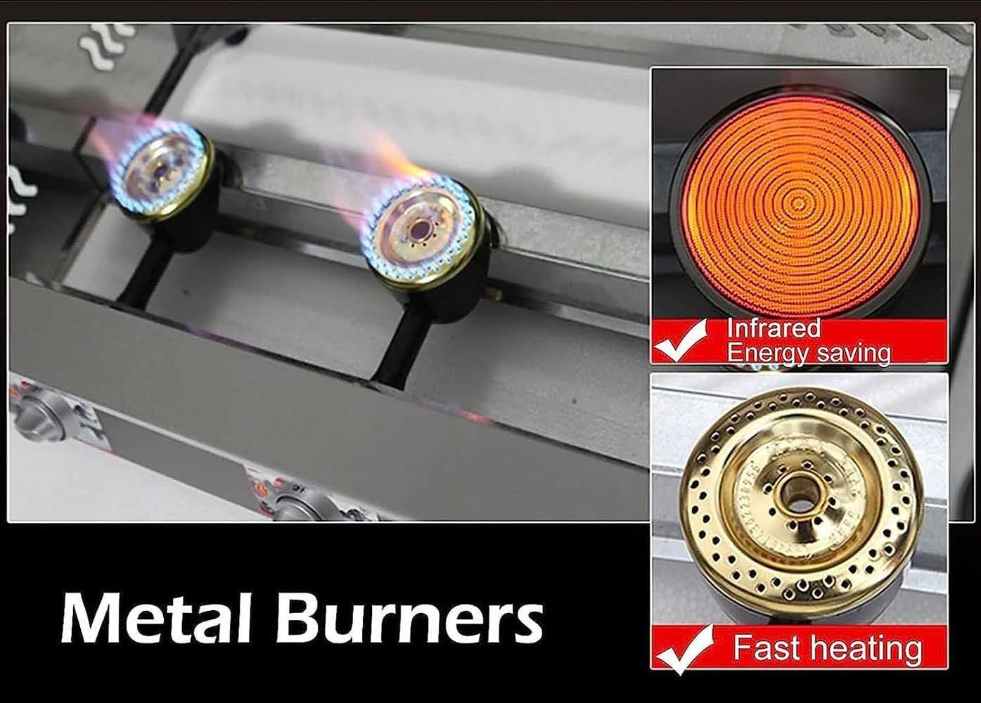 Freidora de gas comercial, encimera de acero inoxidable con cesta y tapa, tanques dobles de 9 litros, control de temperatura ajustable para papas fritas de restaurante