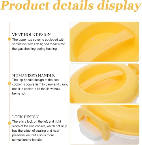 Miniatura 6 de Tazón de cocina de arroz para microondas de sopa horno portátil Olla de comida olla de pasta pequeña Pescado Verduras Cuenco al vapor Contenedor de