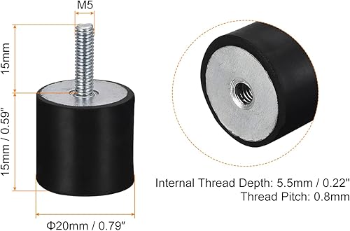 Miniatura 2 de uxcell Soportes de goma, 8 unidades M5 machohembra, aislador de vibración, amortiguador, para motor de garaje, compresor de aire, automóvil, barco,