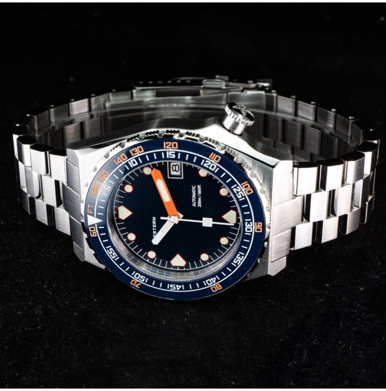 Seestern S407 Automatico Acciaio Blu Ceramica Datario Diver Orologio Uomo