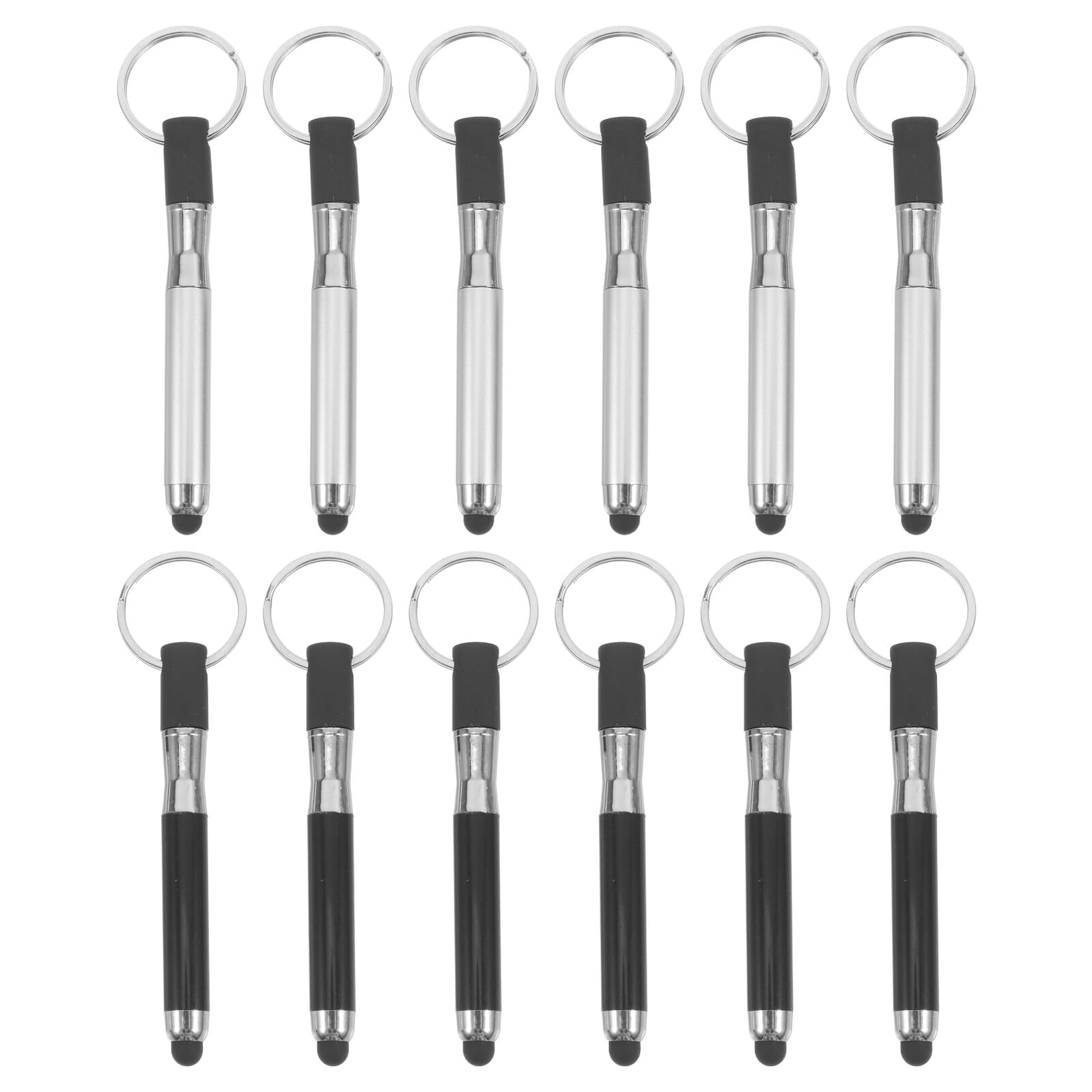 Touch Screen Screen Stylus Portachiavi Penna, 12 Pezzi Nero