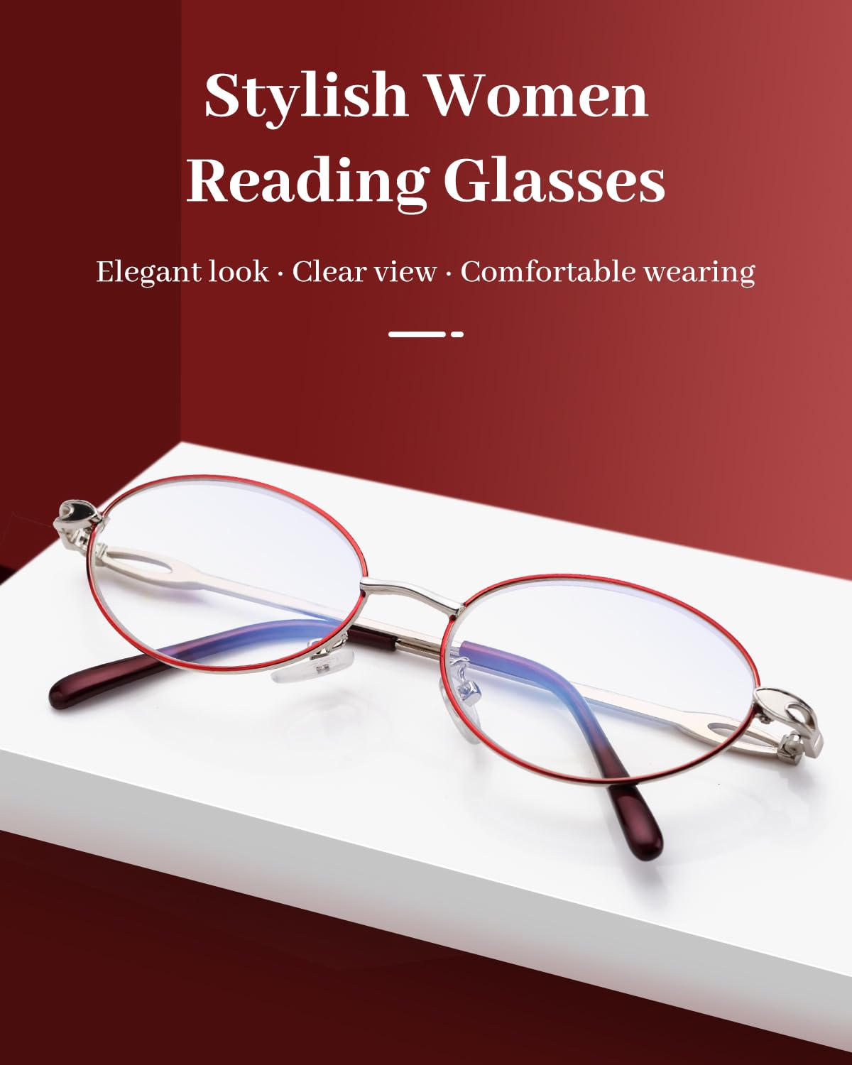 LUFF 3 Pack Reading Glasses for Women Blue Light Blocking Computer Readers Stylish Oval Metal Wire Frame Eyeglasses(4.0x)