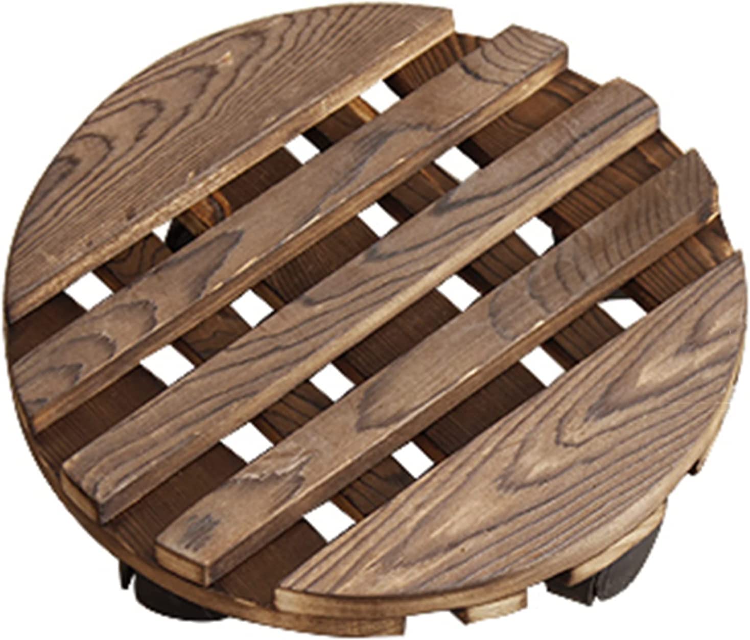 Plant Caddy Wooden with Lockable Wheels? Round Plant Roller? Heavy Duty Rolling Plant Stand? Wood Plant Pot Stand for Indoor/Outdoor? Plant Rolling Tray?A-20cm