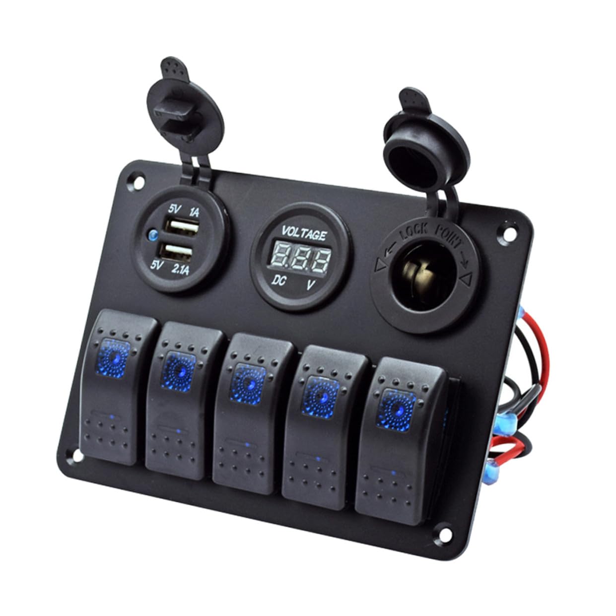 Vaguelly Pannello Interruttori Combinato Vie con Doppia Porta USB e Voltmeter LED per Barche Veicoli e Camper Materiale Resistente e Facile da Installare