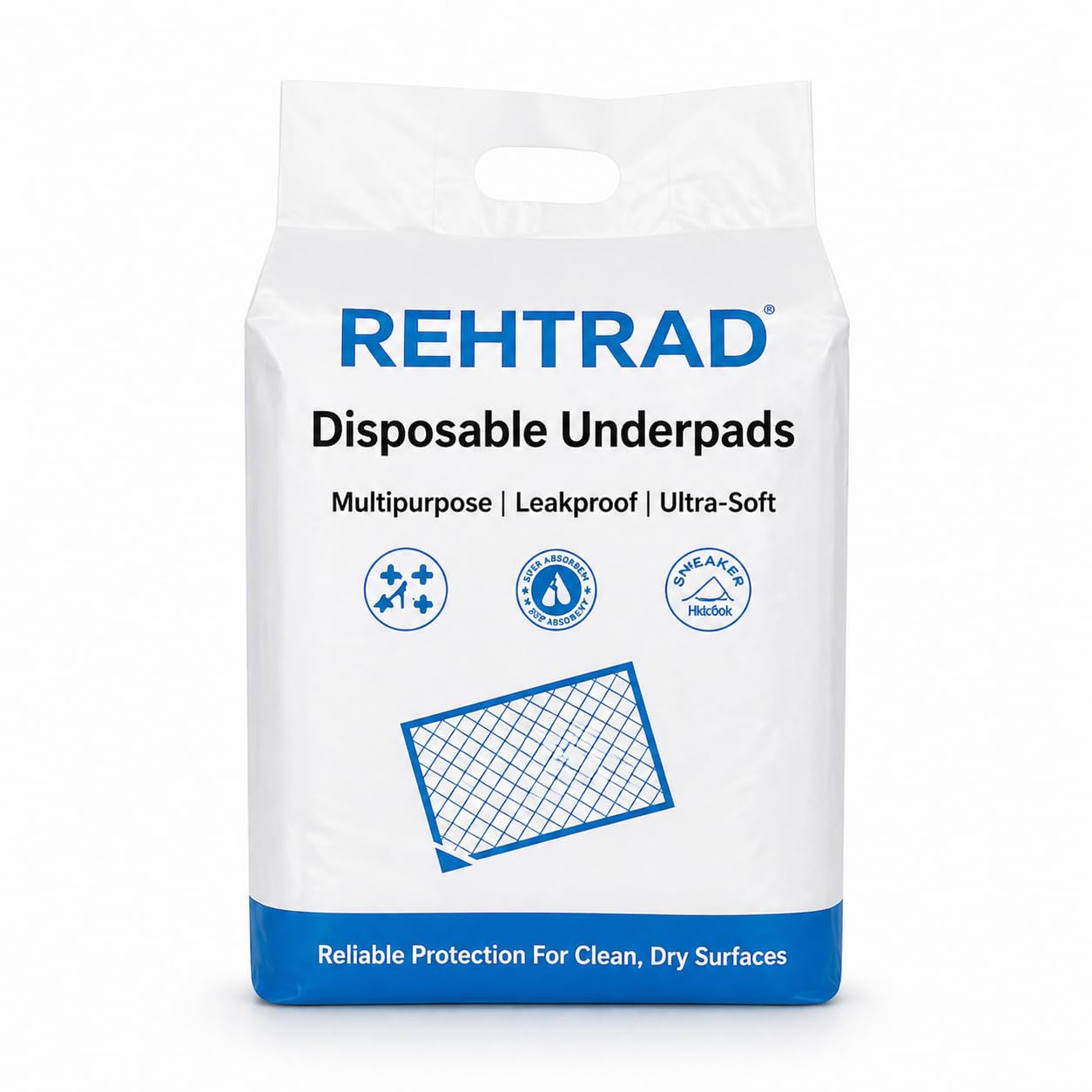 REHTRAD Classic Large Disposable Underpads for Adults (60x90 cm)|with Floor Tape|Highly Absorbent|Unisex|Rash Protection|Converts Liquids to Gel|Cottony Soft|Anti-Bacterial & Leak-Proof|10 Count-image-29