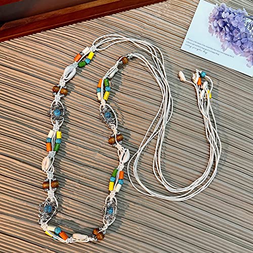 appuivbt Bohemian Beads Waist Belt Boho Braided Belt Summer Dress Belt Waist Chains Tassels Belt for Women2