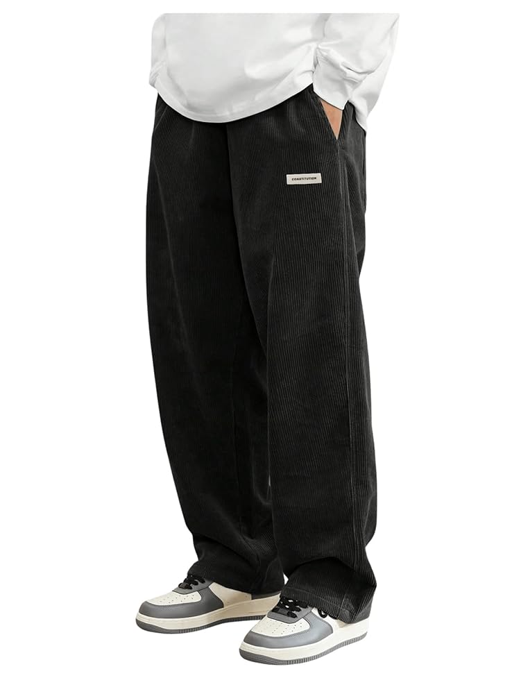 SOLY HUX Men's Drawstring Elastic Waist Loose Straight Leg
