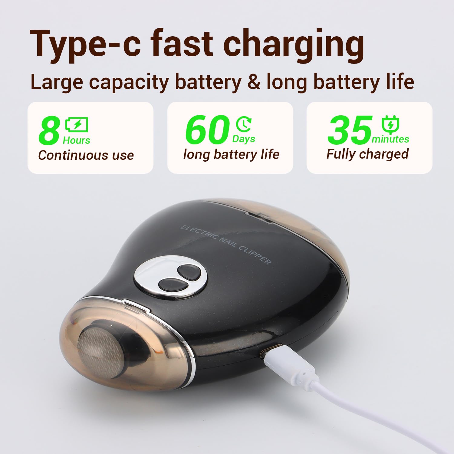 Cortaúñas eléctrico en forma de mango 2 en 1 de doble cabezal eléctrico de carga y afilador de uñas (amarillo)