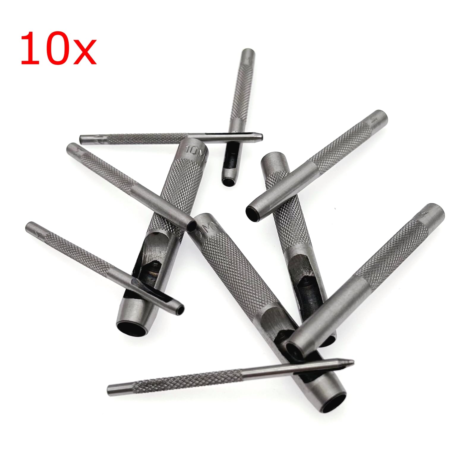 JZK 10 X Ensemble de Poinçons Creux Ronds en Acier, Coupeur de Perforation en Cuir pour Joint de Bracelet de Montre, Tissu de Chaussure, Toile, Papier, Oeillet de Vêtements (1 mm à 10 mm)
