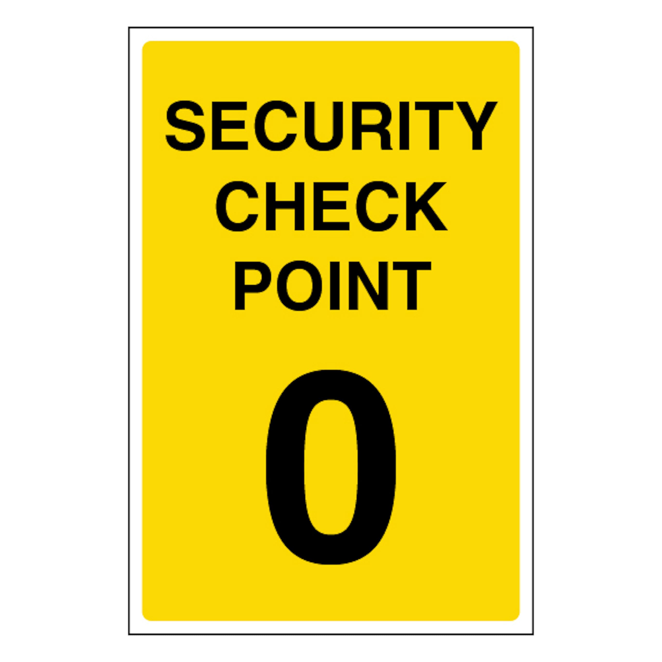 V Safety Security Check Point 0 200 x 300mm - 2mm Rigid Plastic