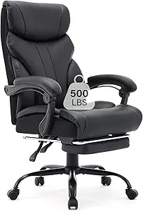 GAOMON Big and Tall Office Chair - 500lbs, Wide Seat, Ergonomic Executive Chair with High Back & Footrest, Black