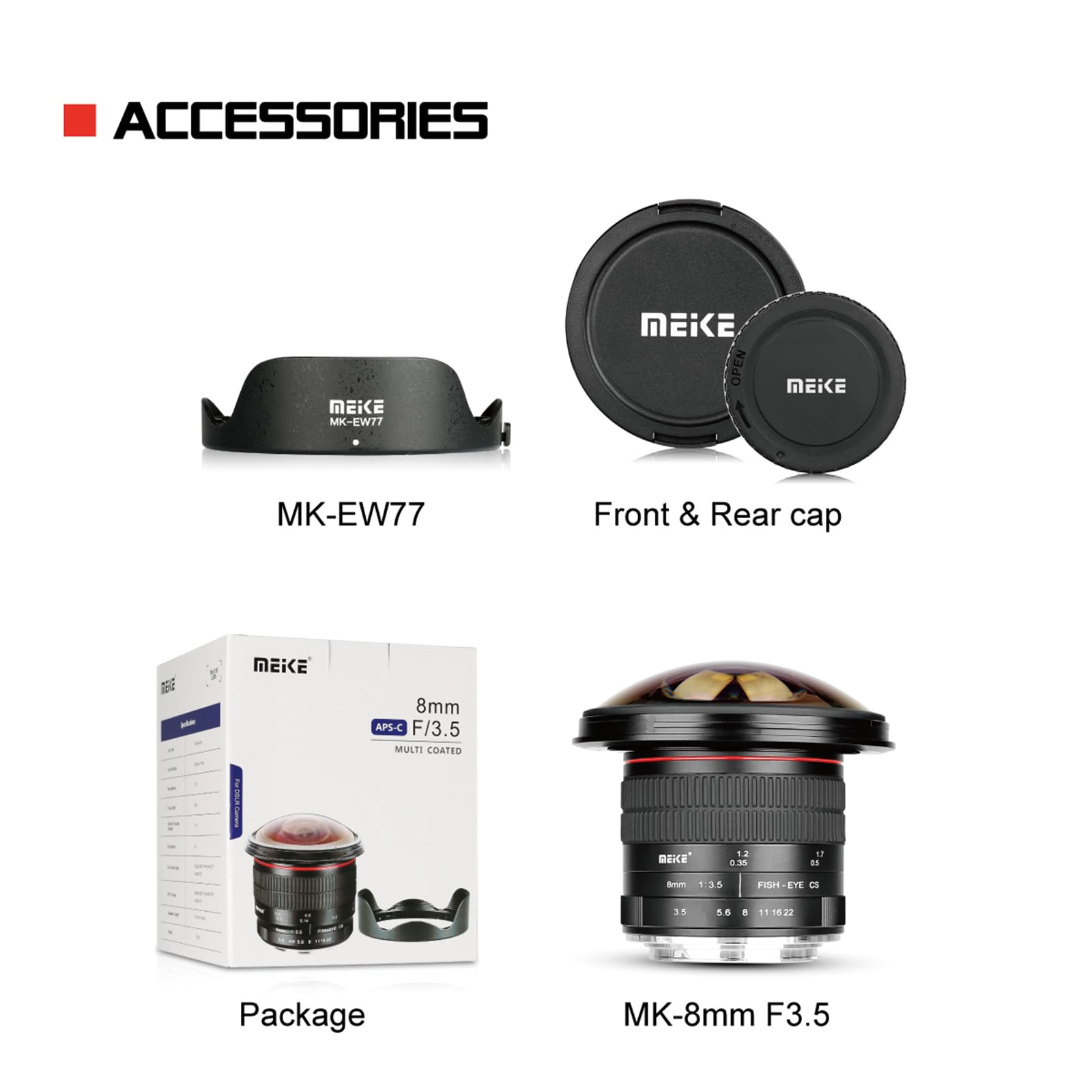Meike 8mm f3.5 Ultra Weitwinkel Fisheye Objektiv für Canon EOS EF Mount DSLR Kameras EOS 70D 77D 80D Rebel T7i T6i T6s T6 T5i T5 T4i T3i SL2 etc