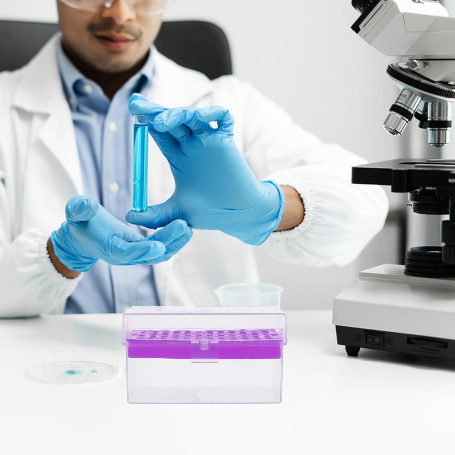 Scatola Porta-Punte in Plastica per Pipette da Laboratorio con Coperchio, Contenitore per Provette da Microcentrifuga, Organizer per Conservazione e Stoccaggio in Campo
