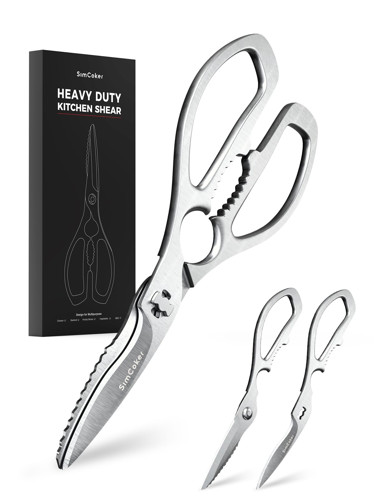 Heavy Duty Kitchen Scissors, Forged All-Steel, Come Apart for Cleaning