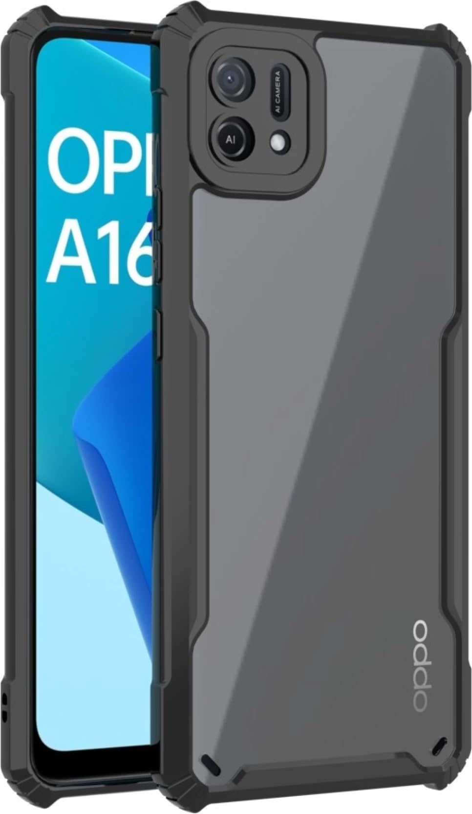 SHINESTAR Oppo A16E / A16K Back Cover Case | Ultra Thin 360 Degree Protection Crystal Clear Tranparent Bumper Back Cover Case for Oppo A16E / A16K - Black (B0CY3NYTB7) Amazon Price History, Amazon Price Tracker