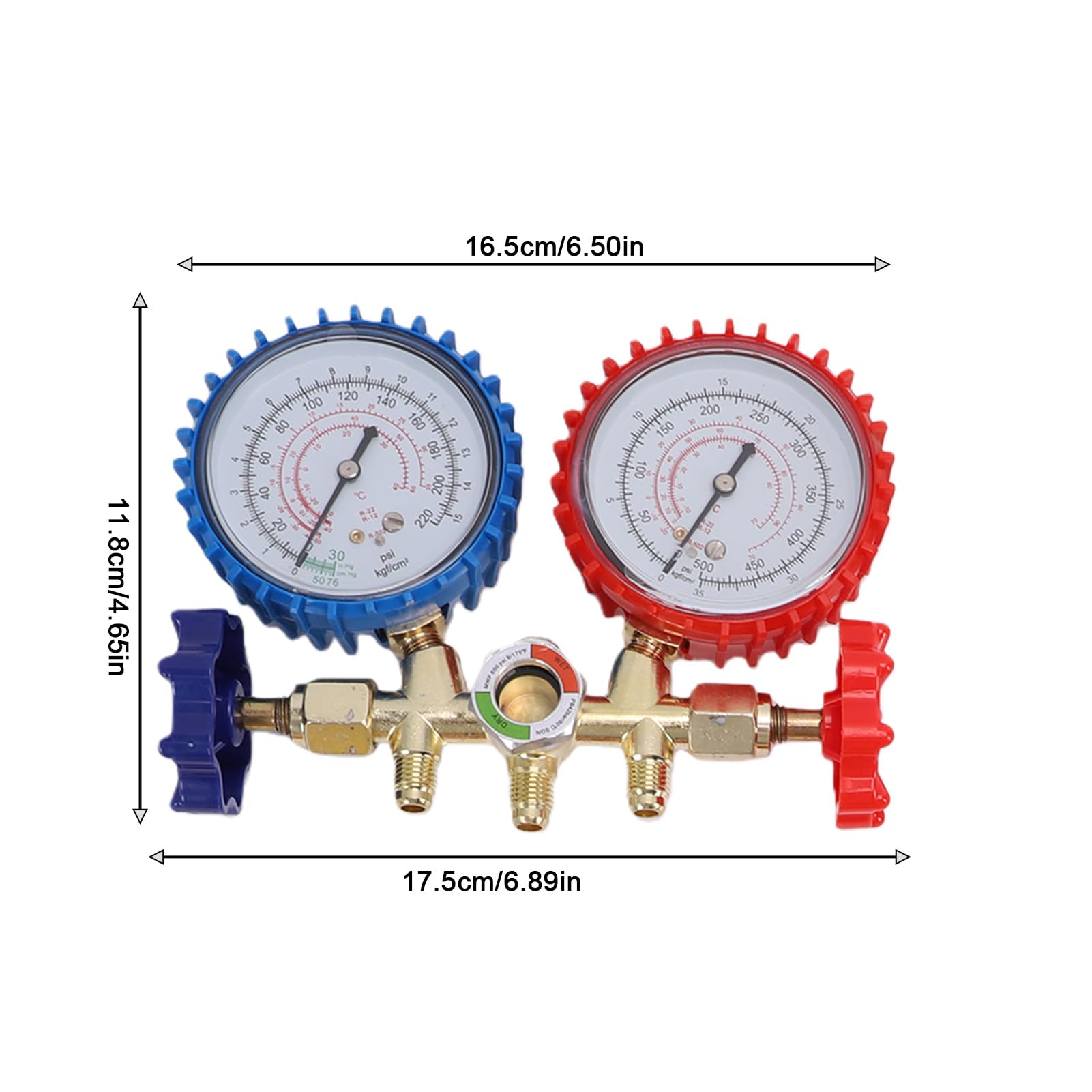 Fafeicy Juego de Manómetro de Colector de CA Kit de Manómetro Doble para R134a R22 R12 R502 con Mangueras de Carga Herramienta de Carga de Refrigerante HVAC Conector SAE 1/4 Uso D