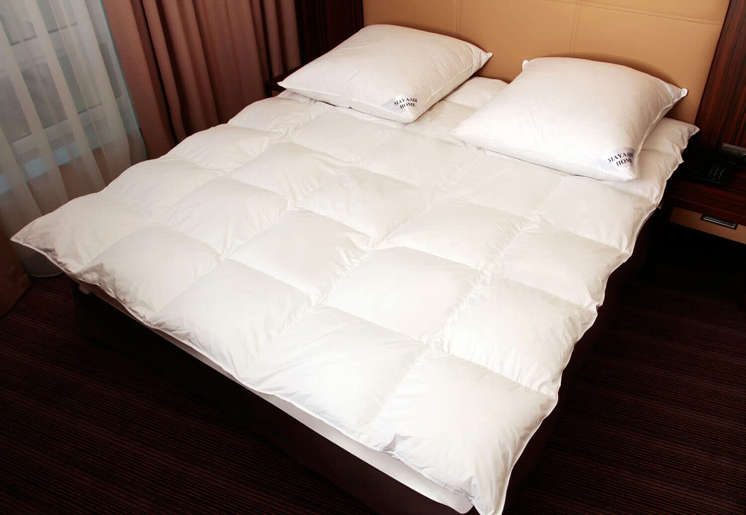 Mayaadi-Home Daunendecke 240x260 cm | 2700g Bettdecke, 70% Gänsedaunen 30% Federn | 100% natürliche Baumwolle | Made in Europe | Steppdecke geeignet für Allergiker | HS97