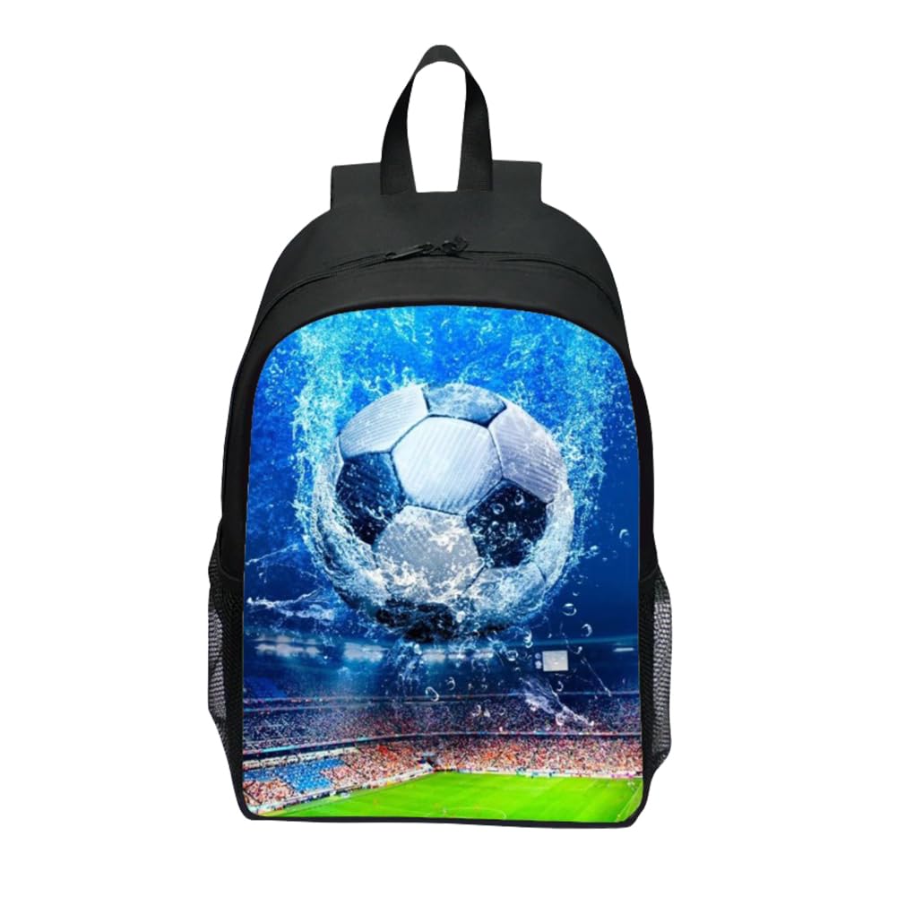 XWMTDKX Mochila de Fútbol de Dibujos, Mochila de Fútbol 3d, Mochila de Fútbol para Niños, Cómoda Bandolera, Gran Capacidad, Adecuada para Viajes Escolares, 16 Pulgadas