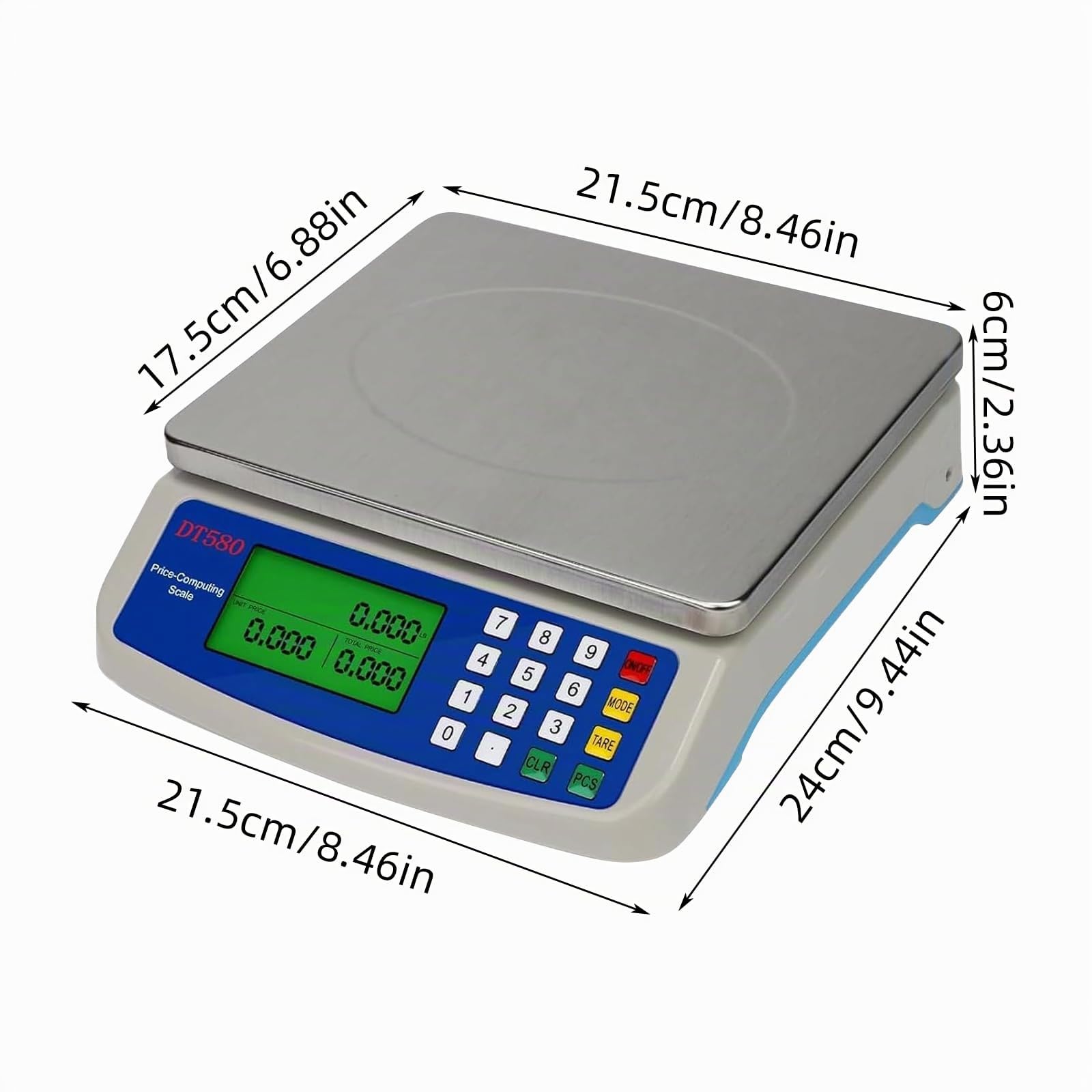 Digitale Küchenwaage 30 kg, Edelstahl Obstwaage mit LCD Display und Tara Funktion, Waage digital mit PCS zählwaage´, 3 Einheiten Konvertierung