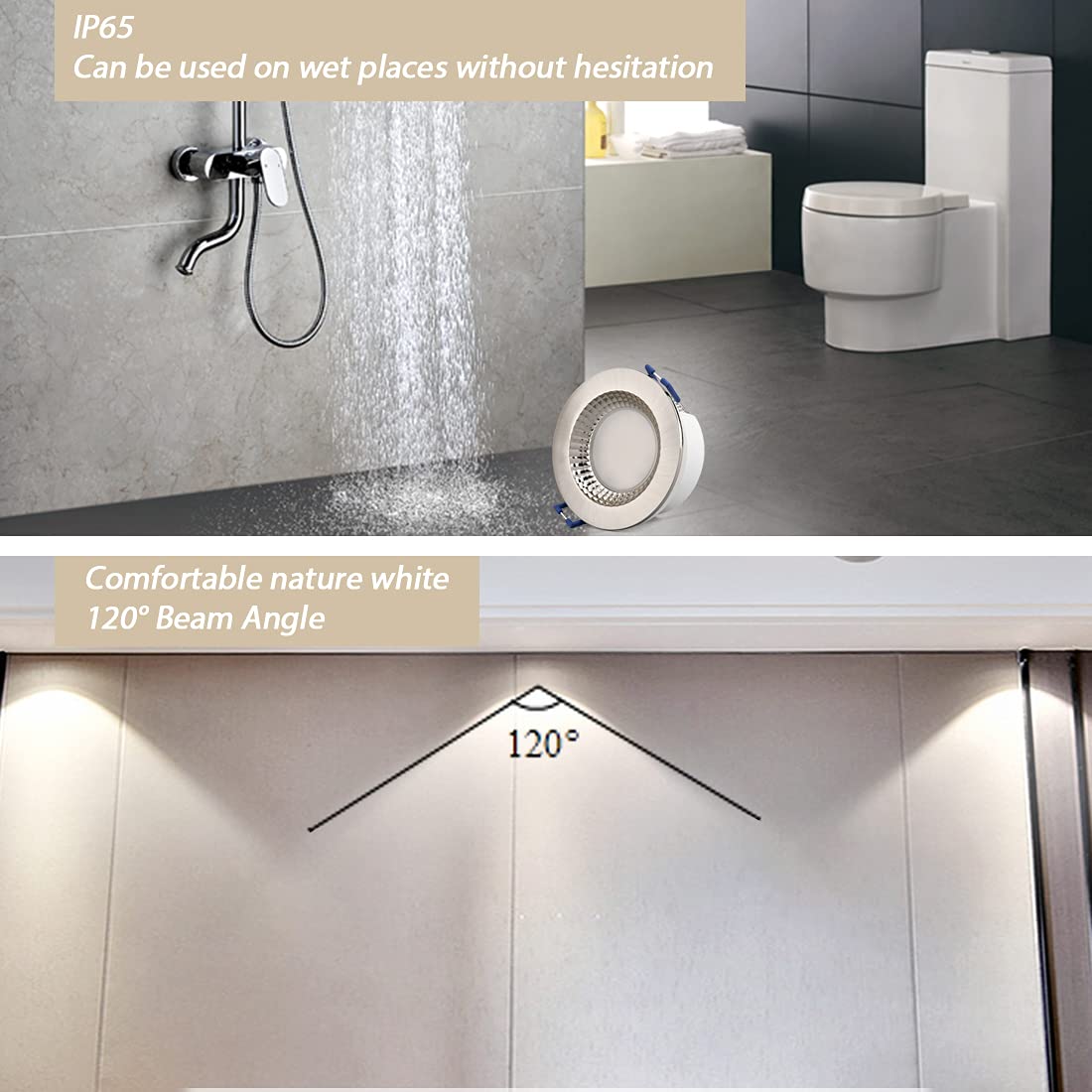 KYOTECH Foco led empotrable techo IP65 Luz Natural 4500K 6W 500LM Ultraplanos Downlight LED techo Ángulo de Luz 120° Luz de Techo Para Baño Cocina Balcón Pasillo 6 piezas