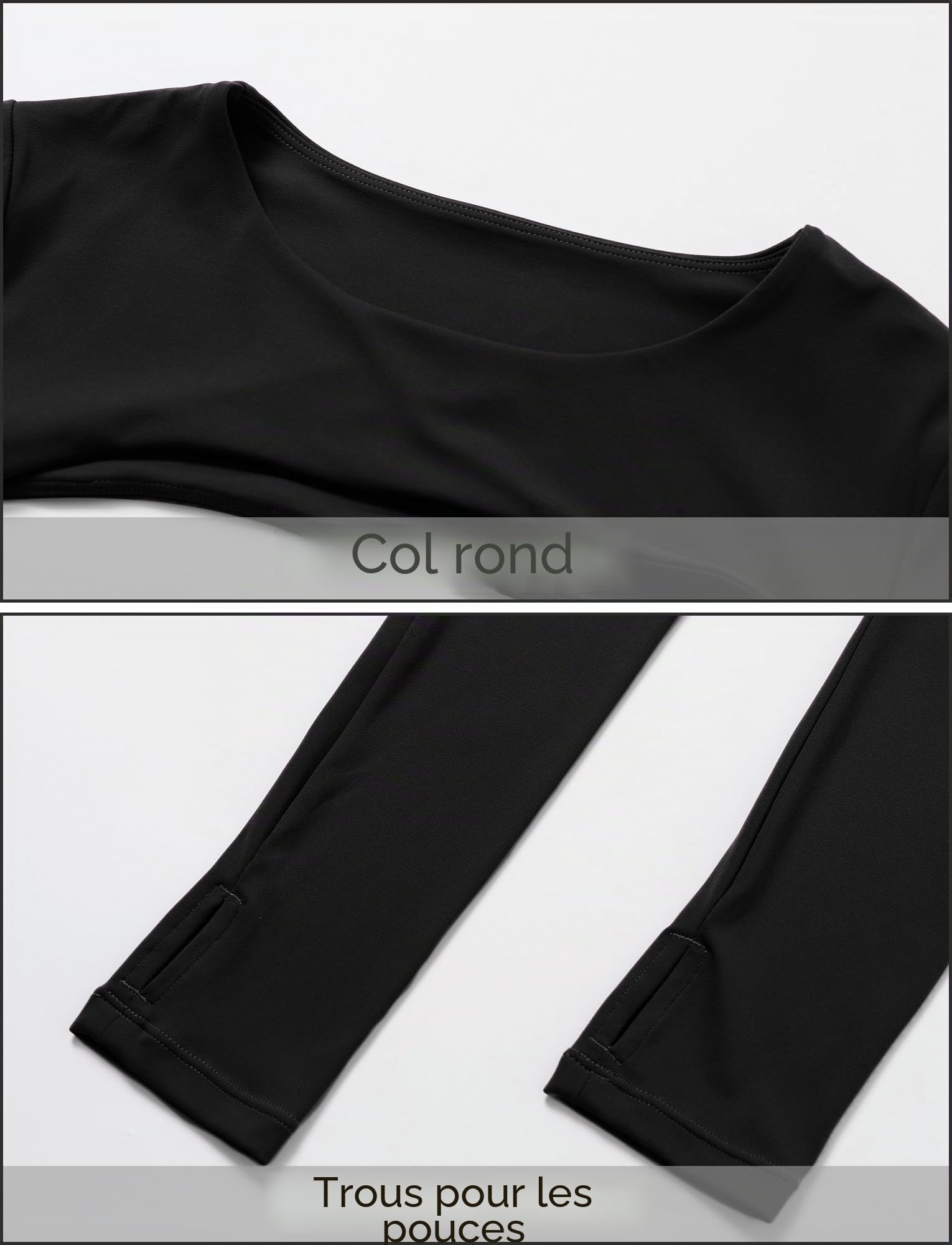 Femmes Vêtements de Yoga Crop Top,Séchage Rapide Haut de Sport,T-Shirt Femme Slim Moulant à Manches,Yoga Vêtements de Sport Trou du Pouce Slim T-Shirt,S-XL