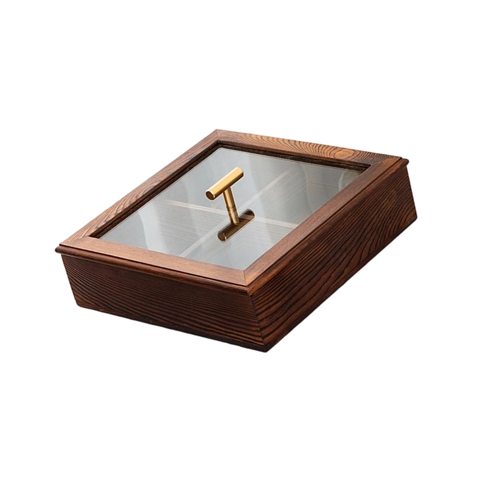 KAHDGSS Sturdy Wood Partitioned Nut and Candy Organizers Box Featuring See Through Top Modern Nut Display Case for Easy Access Natural Wood Treat Box
