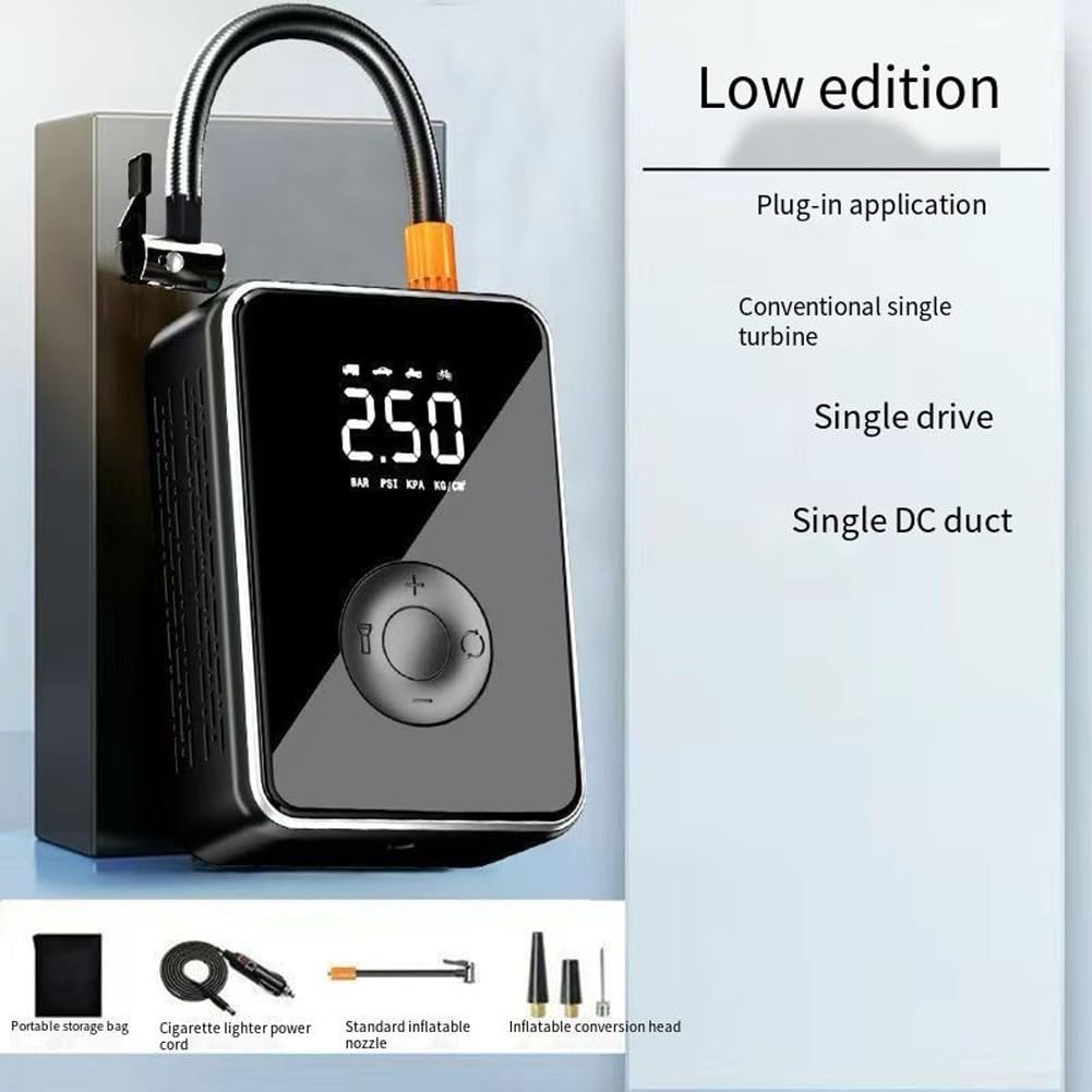 Pompa portatile per pneumatici ignifuga in lega con luce LED
