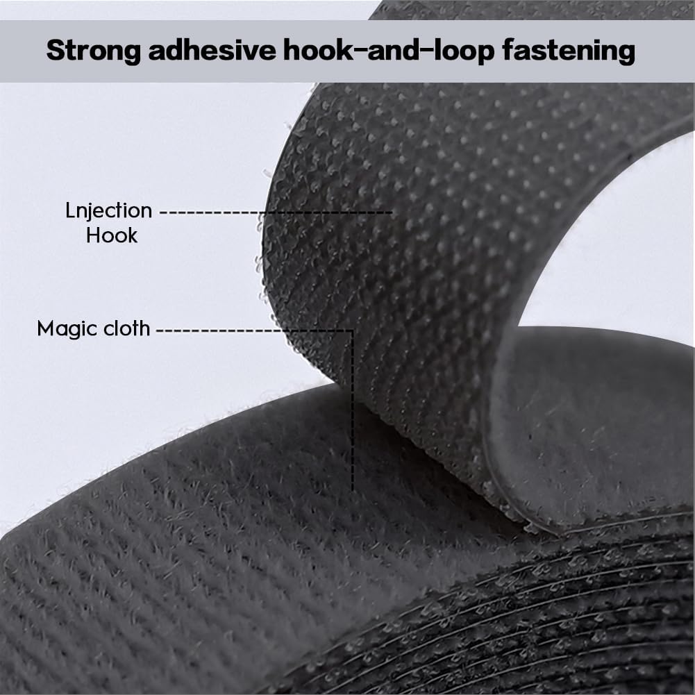 6.5Ft x 1 Roll Adjustable Cable Ties: Reusable Hook and Loop Fastening Cable Ties for Cable Organizing, Wire Management and Wire Organizer, Black