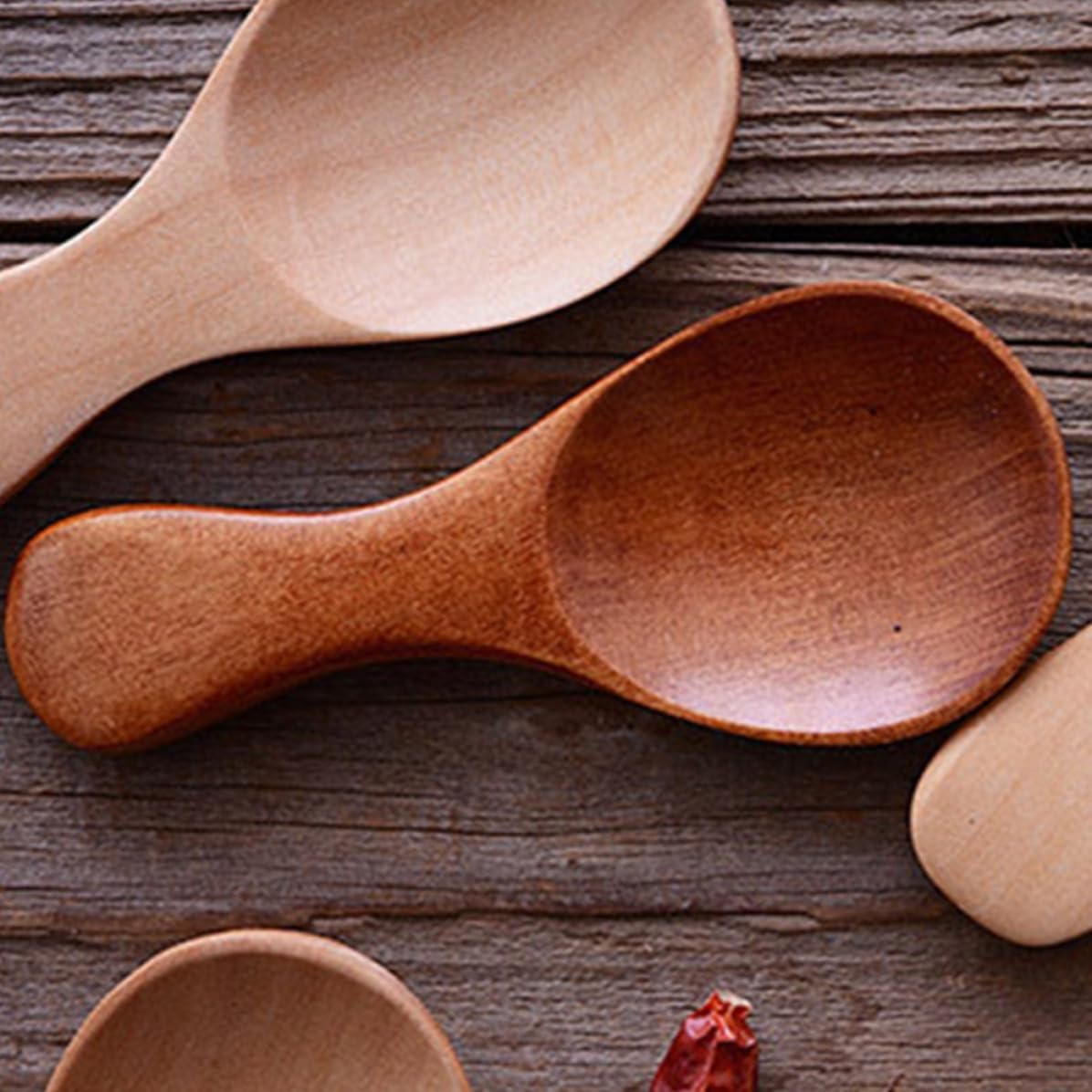 4Pcs Wooden Seasoning Spoons Short Handle Scoop for Home