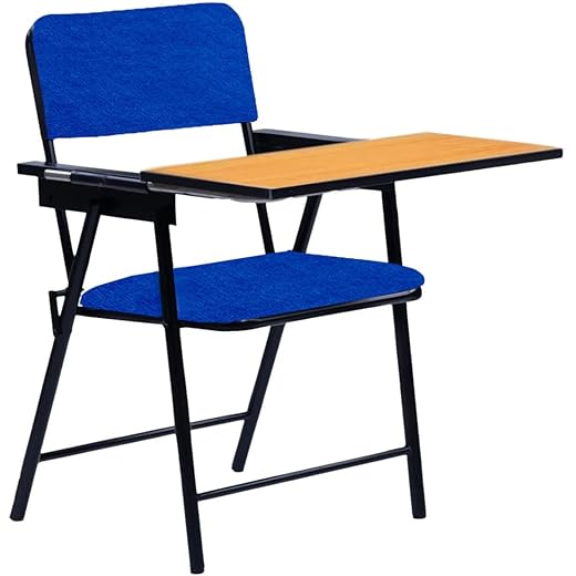Spacecrafts® Folding Cushion Study Chair | Space Saving | Desk Chair | Powder Coated with Cushion | Blue Color (with Writing PAD)