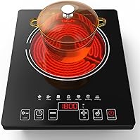 Vista 12 de Placa eléctrica de 1800 W: estufa eléctrica portátil de un solo quemador de 110 V con pantalla táctil LED, 10 niveles de potencia, placa caliente