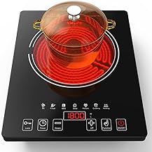 Electric Cooktop,1800W Single Burner Stove 110V-120V,Countertop Burner with LED Touch Screen, 8 Power & 8 Temperature Levels, Timer, Microcrystalline Panel,Energy Saving Hot Plate for rv Camping