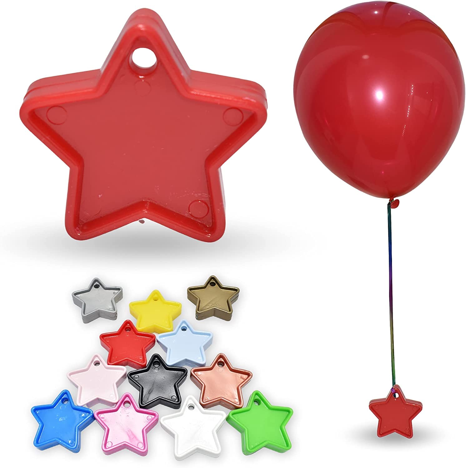 Pannu Design Heavy Duty Star Shape Weights For Helium Balloons Multi Colour Weights Balloons Pack of 5, 10 & 25 For Birthday Party Decoration, Baby Shower Balloon (Red, Pack of 25)