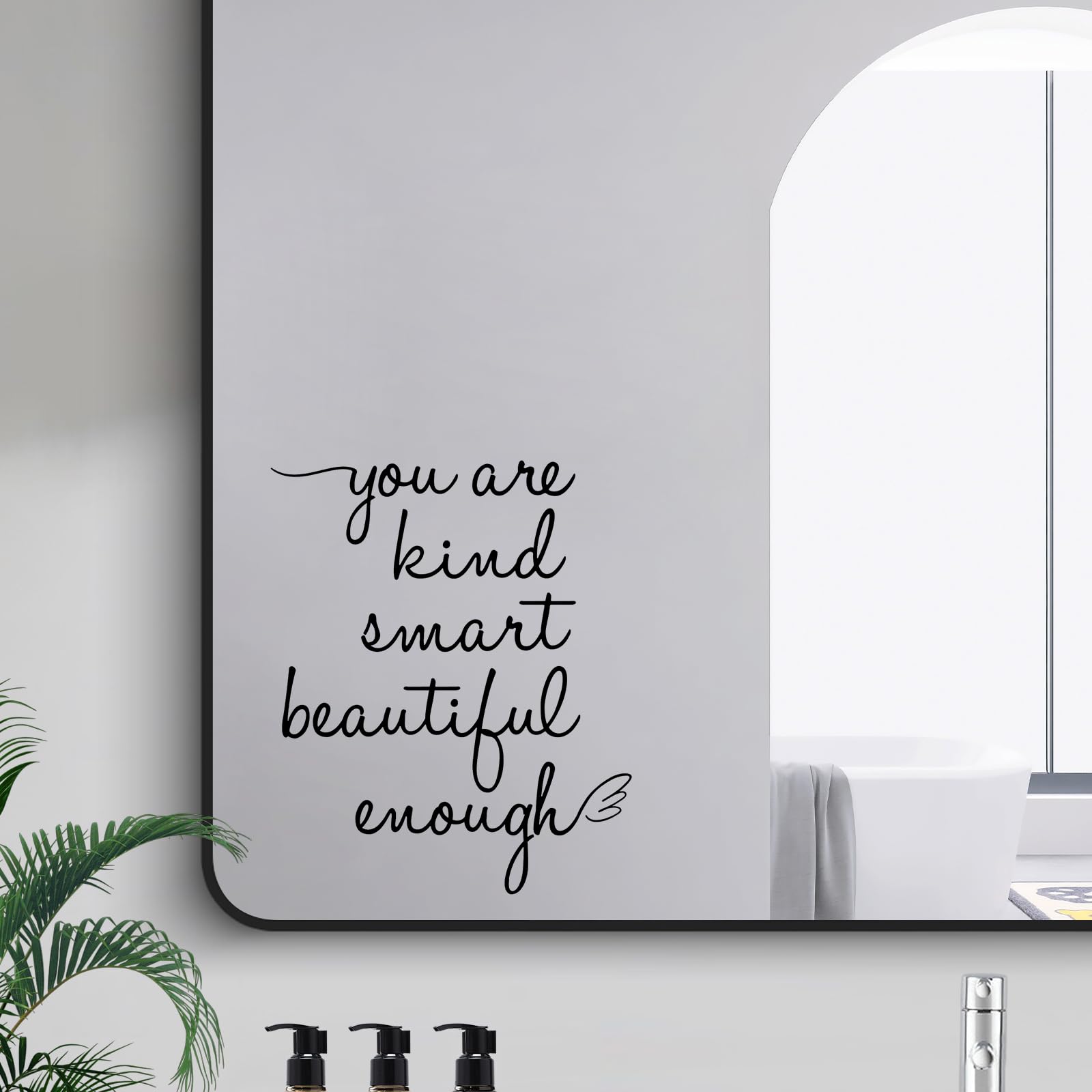 JINGIHE Affirmation Stickers You are Kind Smart Beautiful Enough, Mirror Wall Decor for Bathroom, Vinyl Peel and Stick Wall Decals for Home Decor