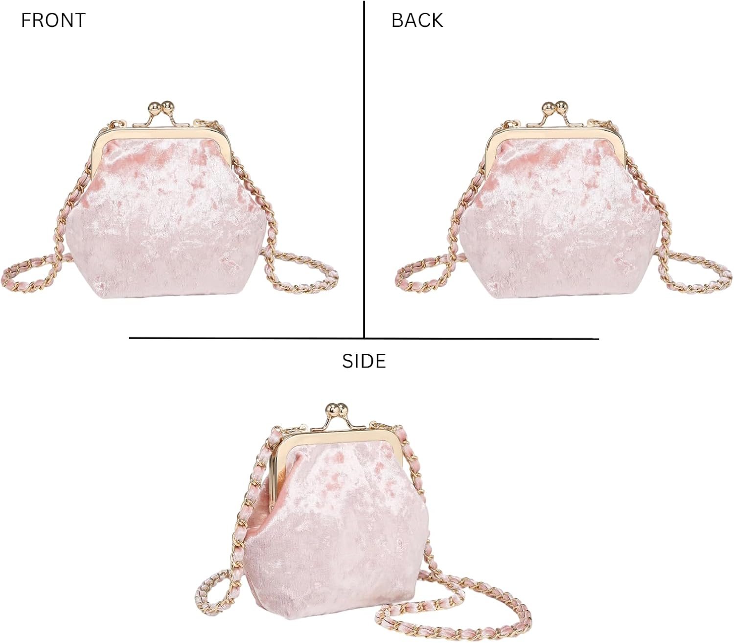 Cleo Velvet Coin Pouch Small Crossbody Bags Kiss-lock Change Purses Wallet for Women with Removable Strap (Blue)