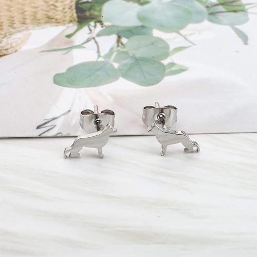 Miniatura 3 de OKEYCH Regalo para amantes del pastor alemán Pastor Alemán, aretes de perno de pastor alemán, joyería de pastor alemán para dueño, regalo para perro