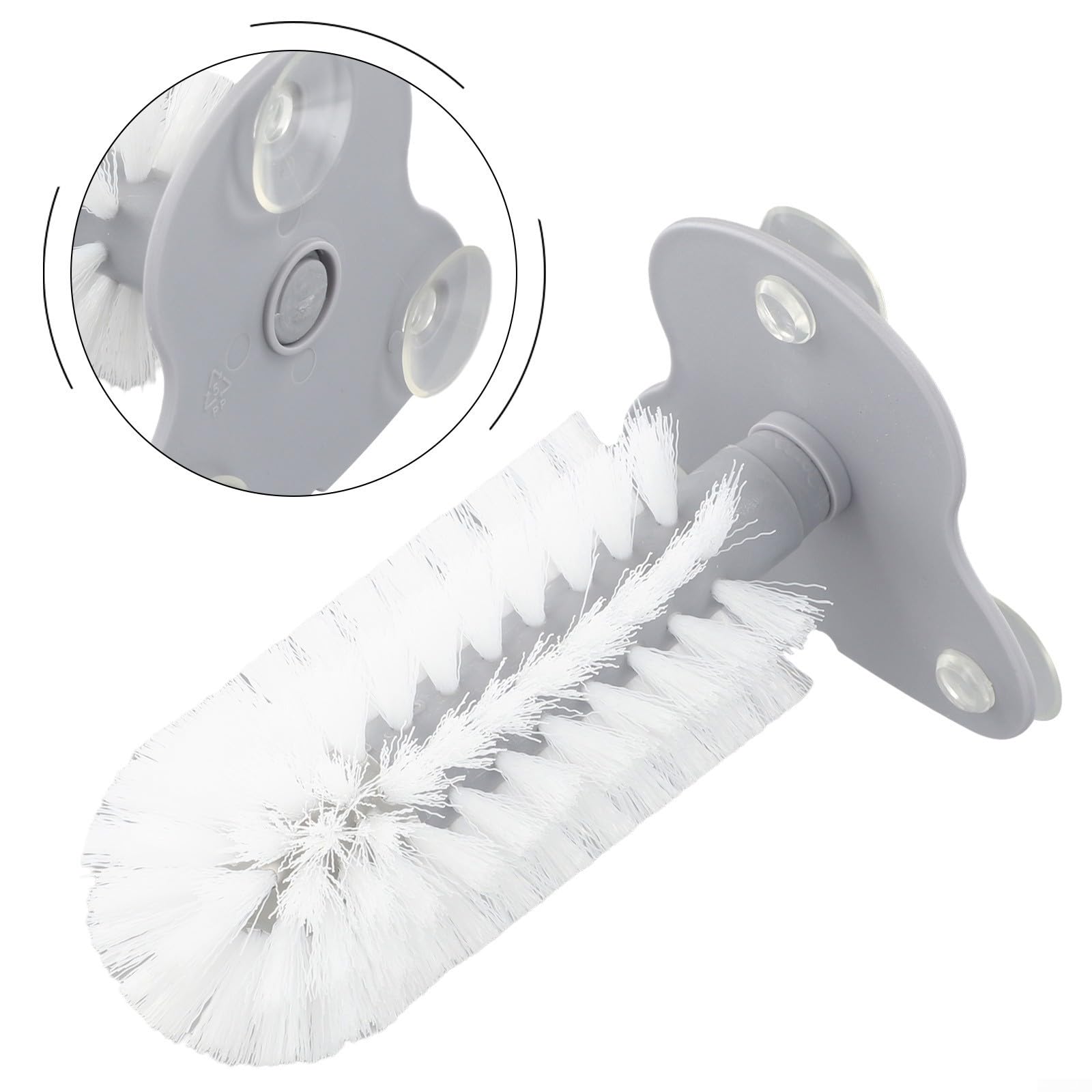 Gdfnmogo Cepillos de vidrio, arandela de vasos de vidrio con ventosa para fregadero, limpiador de cerdas de fregadero, herramienta de limpieza de tazas de vidrio para montaje en pared (transparente)