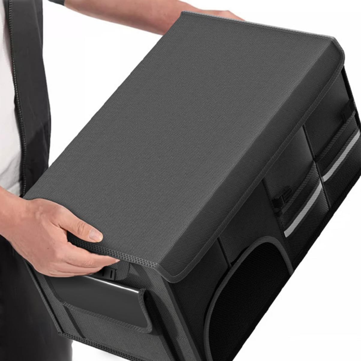 Organizer Bagagliaio Auto Pieghevole con Coperchio Oxford Nero