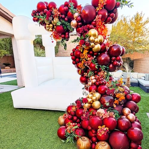 Image of 108Pcs Double Stuffed Burgundy Balloon Garland Arch Kit