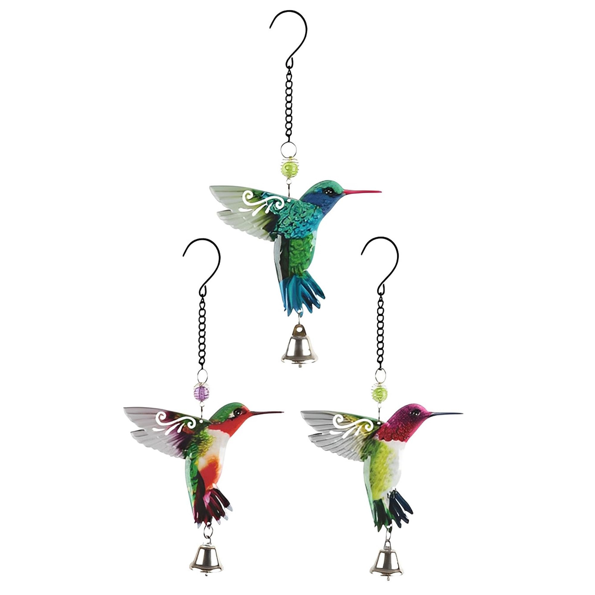 Photo 1 of ICE ARMOR 3-Piece Colorful Hummingbird Ornaments 6.75" Long Home Decoration Figurine