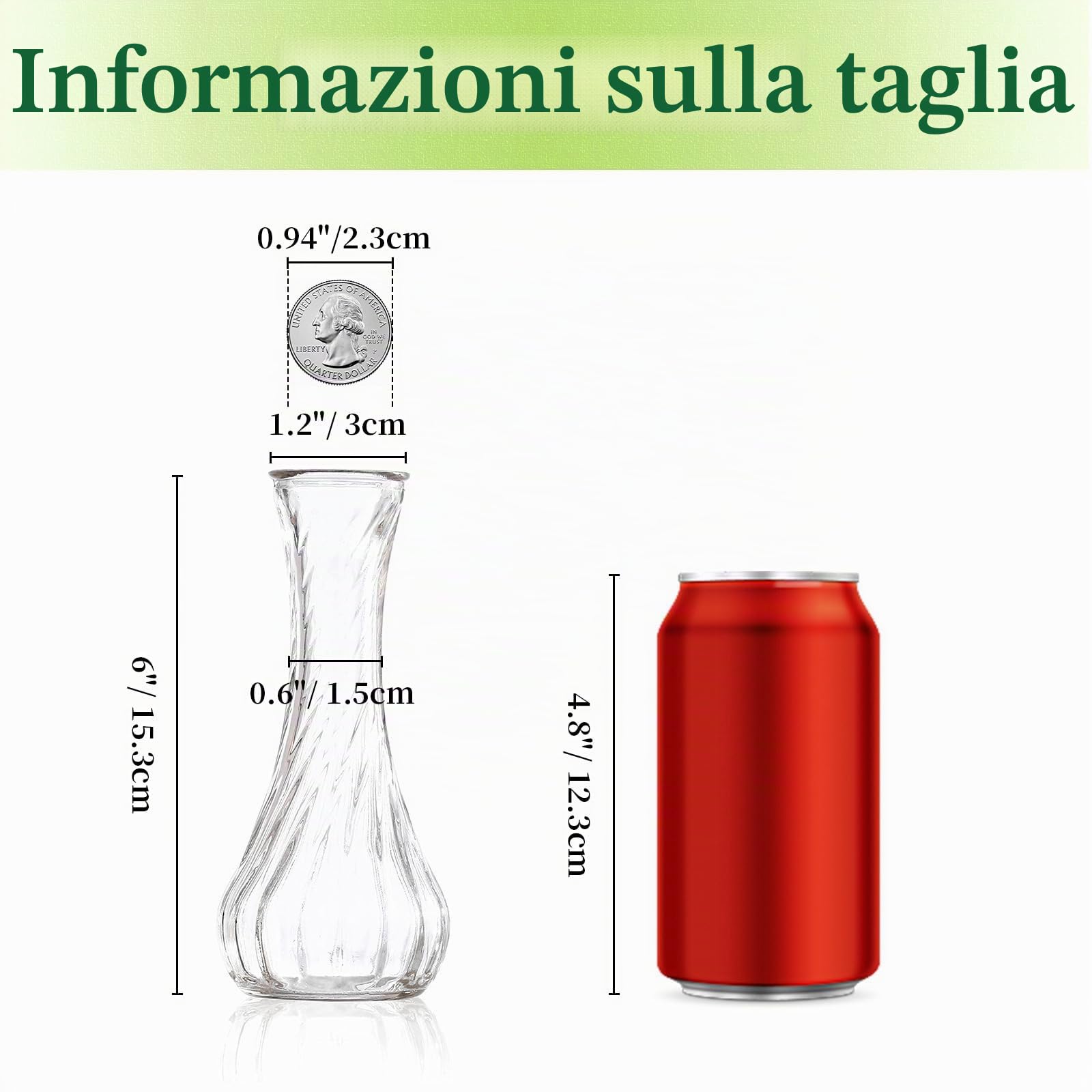 Vaso Di Boccioli Di Vetro Per Fiori - Hewory Set Di 12 Piccoli Vasi Sfusi Per Centrotavola Da Tavola, Mini Vaso Trasparente A Coste Con Rose Per Eventi Soggiorno Decorativo Floreale A Stelo Singolo