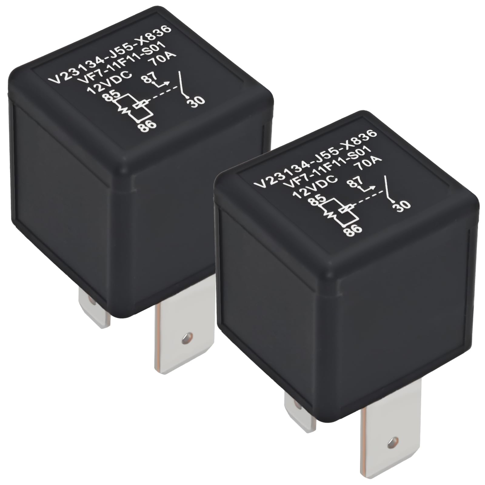 VF7-11F11-S01 Automotive Relay (Pack of 2) – 12VDC 70A 4-Pin High-Current Relay - Direct Replacement for 4-1393306-6, V23134-J55-X836, 614