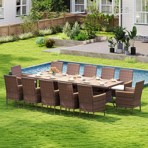 Wisteria Lane Patio Dining Sets for 12, All Weather Rattan Outdoo...