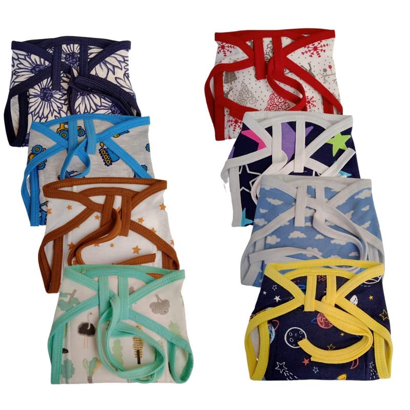 Tinchuk New Born Baby's Soft Cotton Terry Insert Cloth Diapers/Langot/Washable and Reusable Nappies (Multicolour, 0-6 Months) Pack of 8